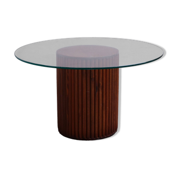 Wooden coffee table and 70cm glass top