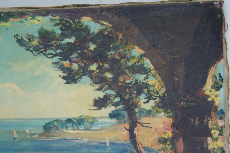 Labonne geo born 1887 view of the bay - oil on canvas signed