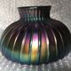 Vase with flat ribbed iridescent glass "peacock feather"