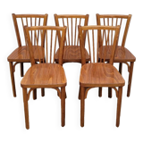 Série de 5 chaises bistrot Baumann signées anciennes