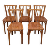 Série de 5 chaises bistrot Baumann signées anciennes