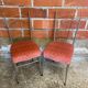 Pair of chairs with golden metal frame + baroque pink fabric seat