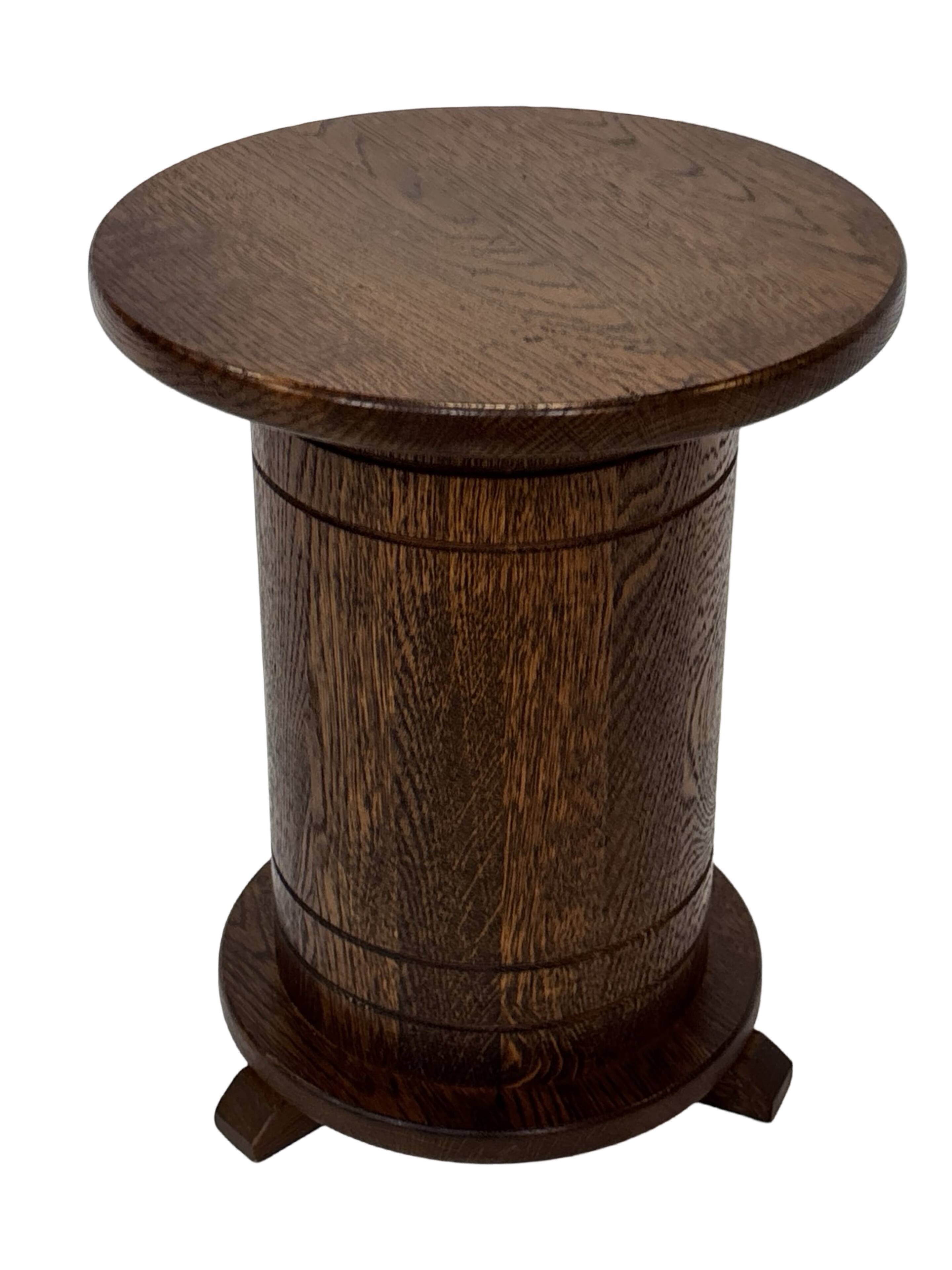 Vintage oak plant table low stool 70s design
