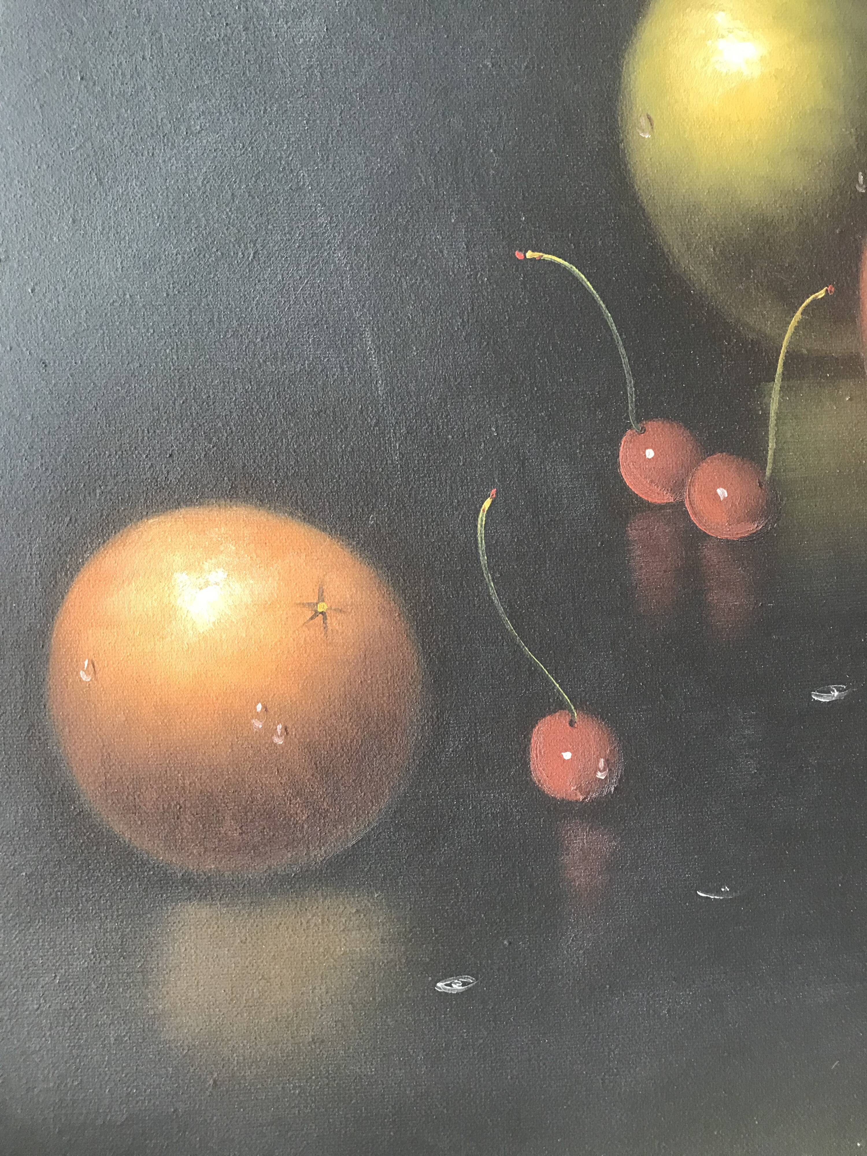 Still life fruit on black background