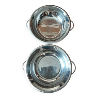 Set of 2 stainless steel salad bowls