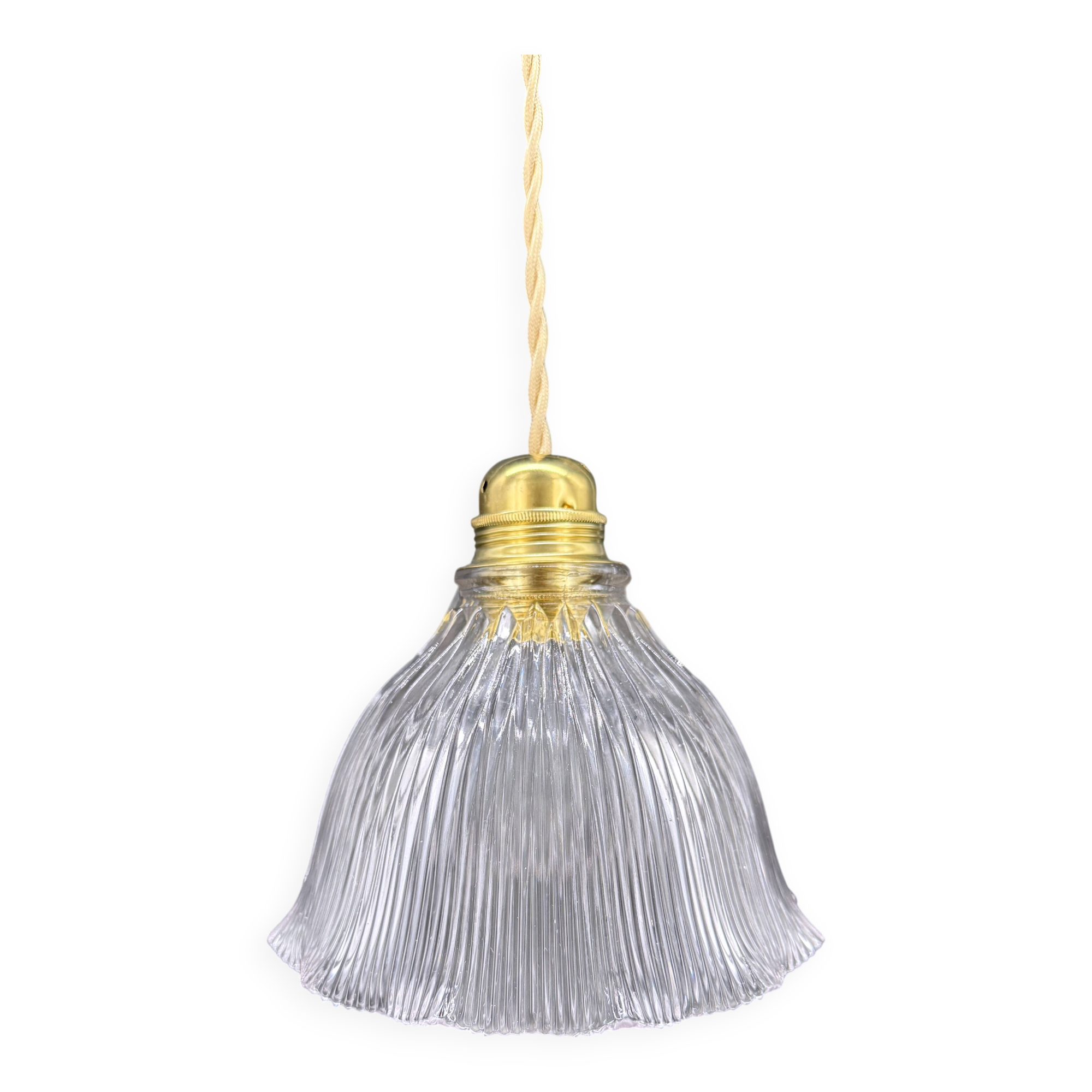 Vintage Holophane glass pendant light, draped shape