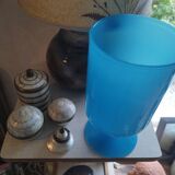Blue vase on opaline pedestal