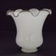 White Opaque Glass Bell Shaped Shade With Contrasting Frilled Edge