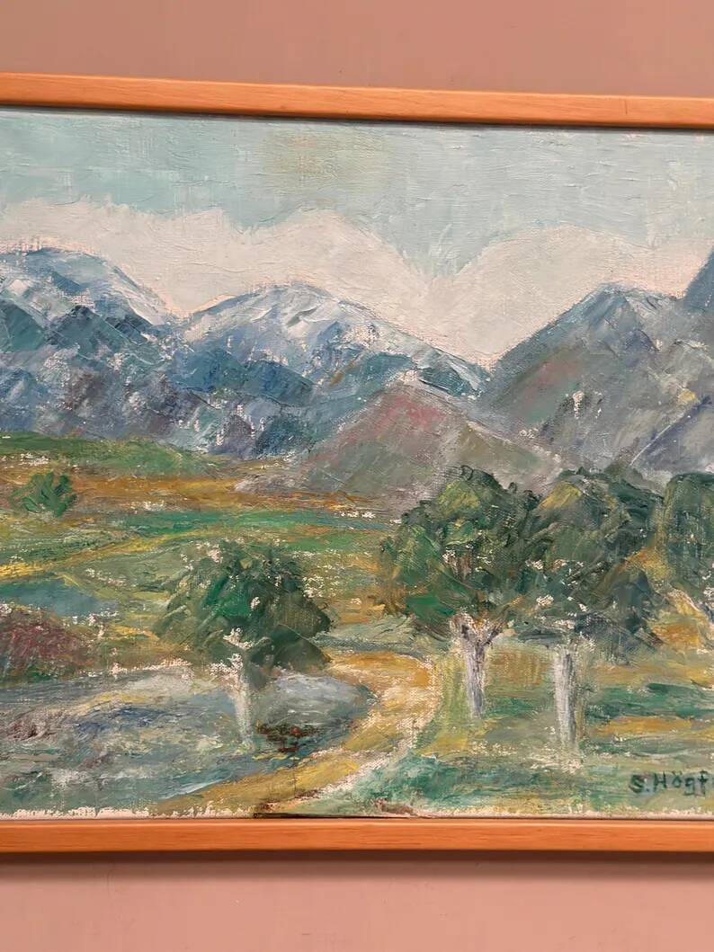 Original Swedish Oil on Canvas – "Landscape" by S. Högfeldt – Signed – Vintage and Framed – 48 × 36 cm (18.9" × 14.2")
