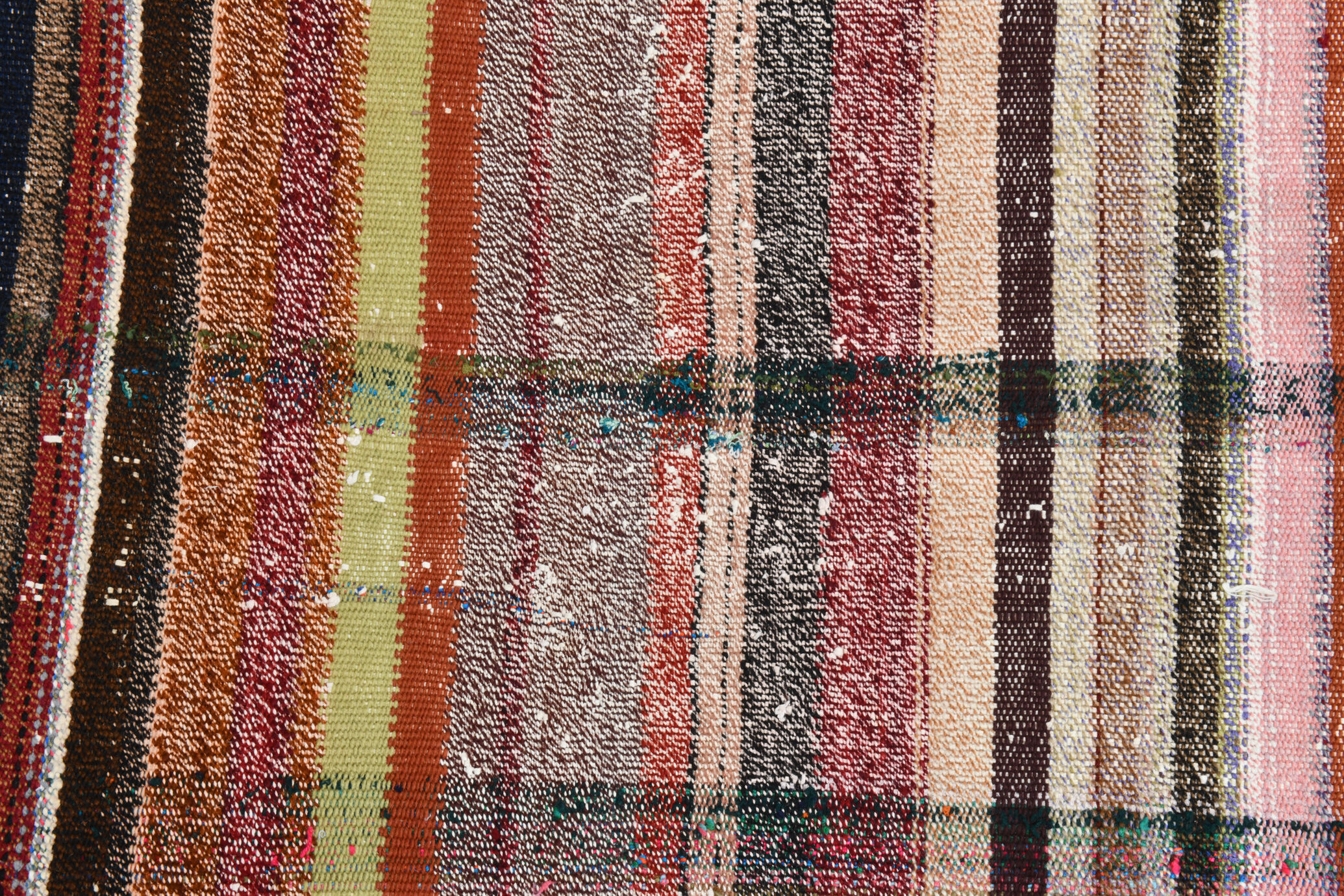 Kilim multicolore rayé moderne 6x7, 203x230Cm