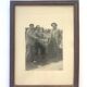 Fishing trophy with radiant faces, c. 1950. Black and white photograph.