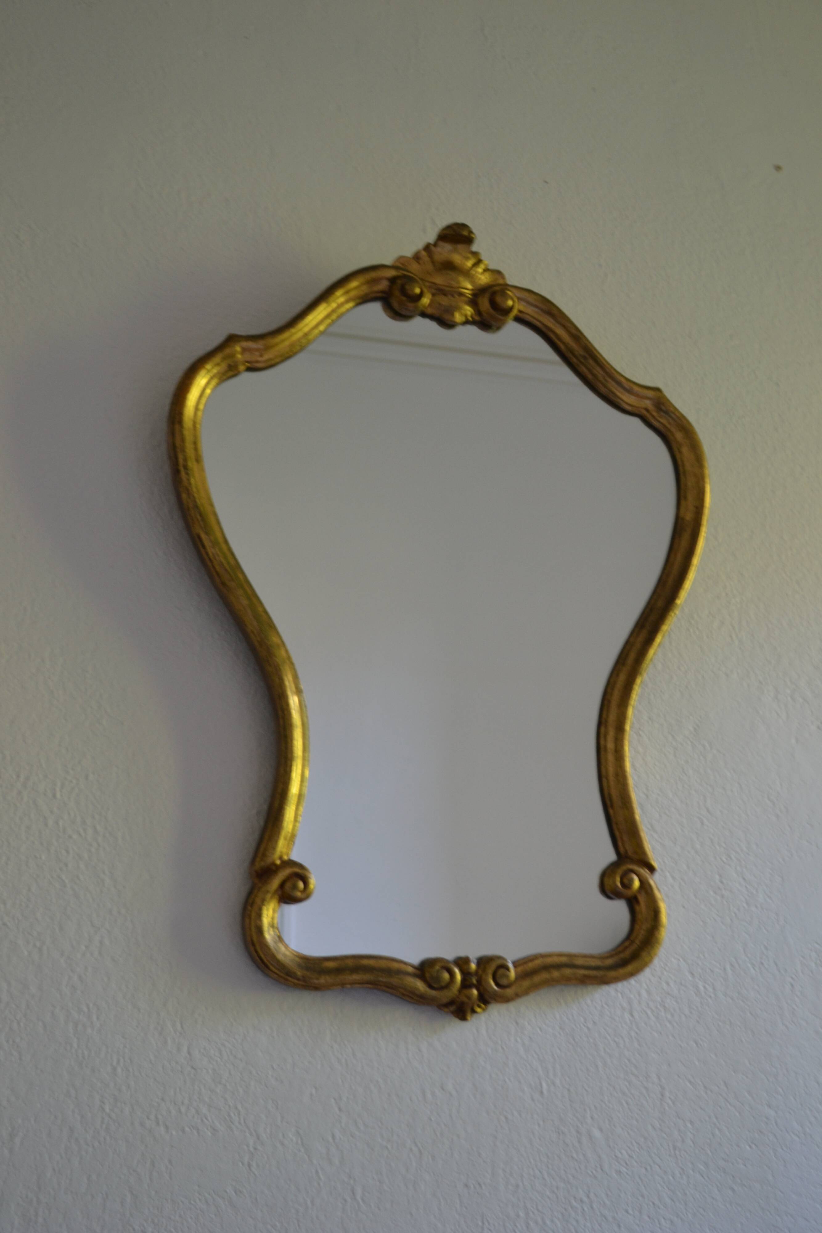 Baroque mirror with carved and gilded wooden frame 80 x 60 cm
