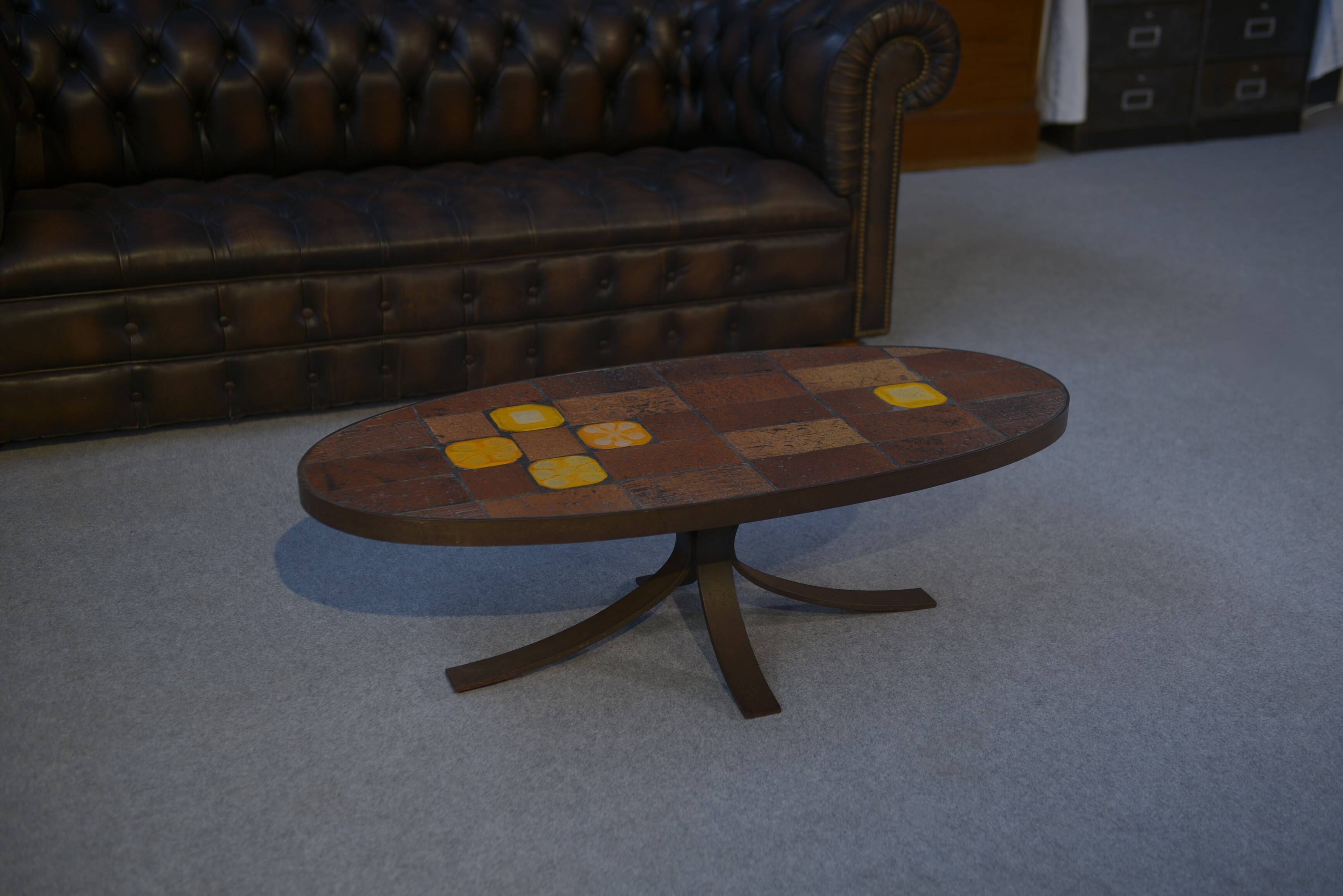 Lava Stone and Ceramic Coffee Table by Jean Jaffeux 1960 - 1970