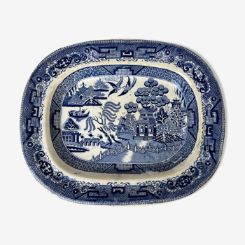 Large blue and white dish with Japanese pattern