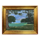 Oil painting on panel by Rivernet: view of a lake