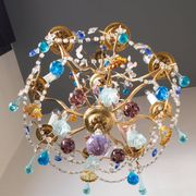 Grand lustre laiton fruits cristal couleur 8 bras