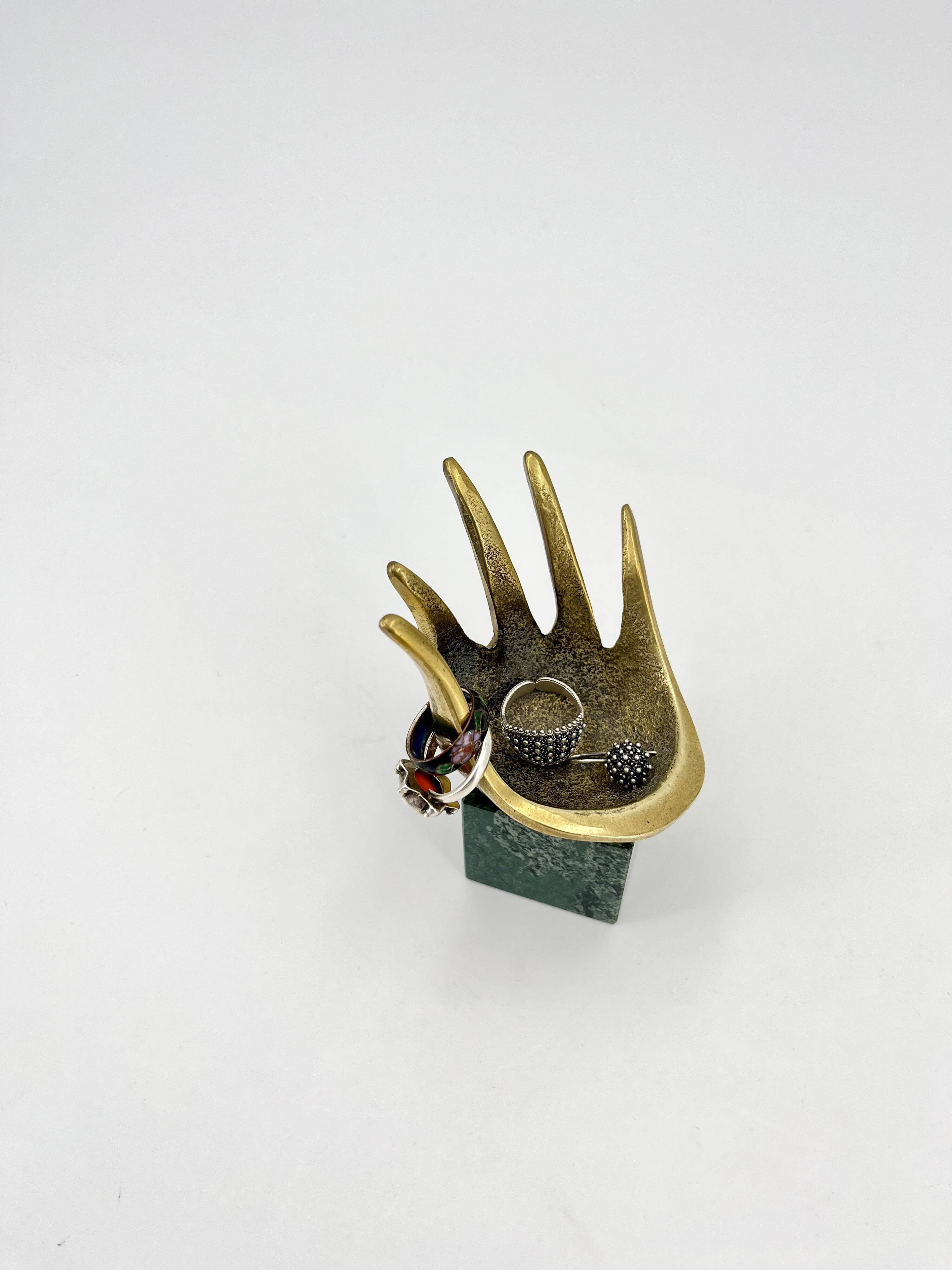 Brass Hand Ashtray, by Walter Bosse for Herta Baller, 1950s Austria