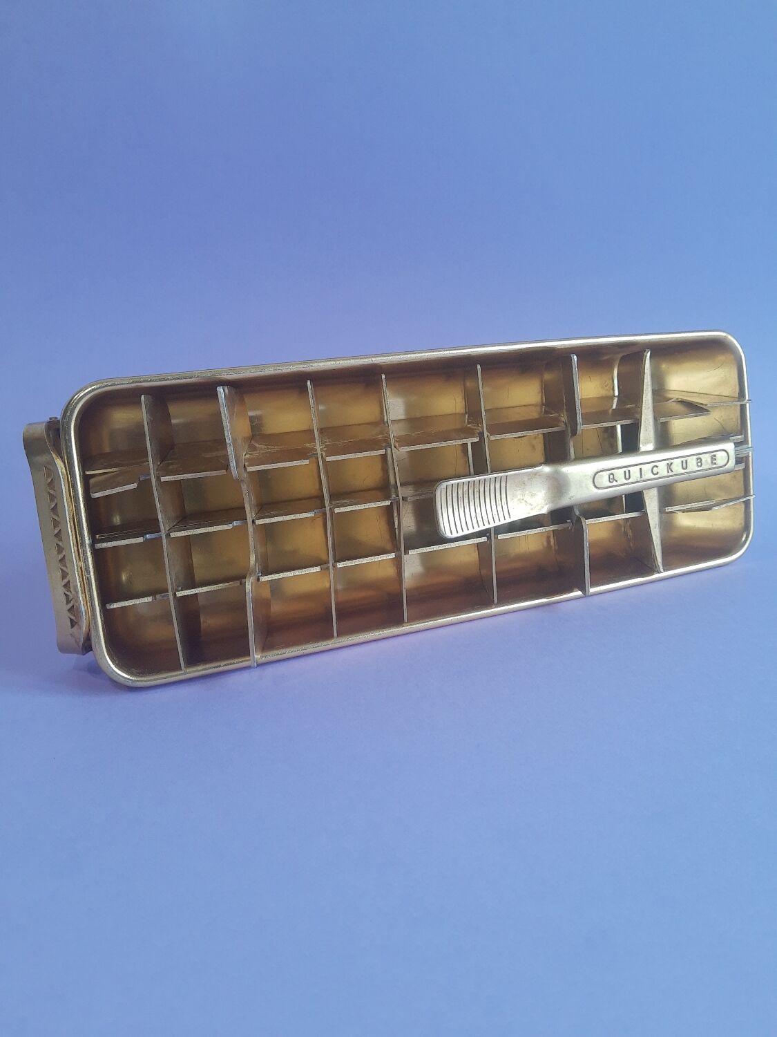 Old ice cube tray Quickube gilded metal 60s vintage