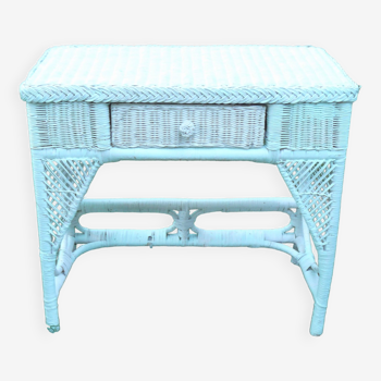 Vintage white painted rattan dressing table 1970-80