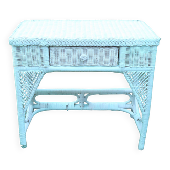 Vintage white painted rattan dressing table 1970-80