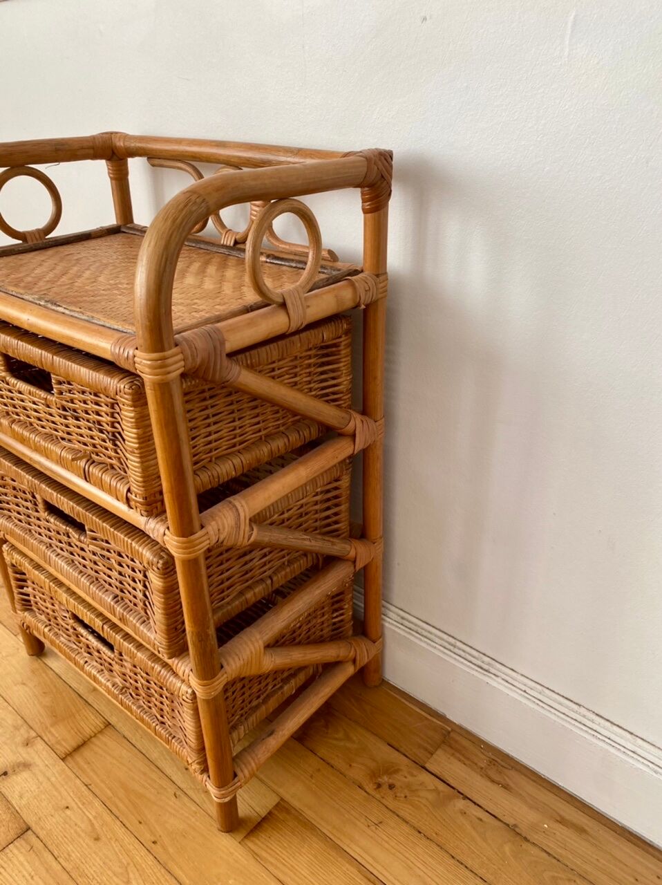 Bamboo and rattan bedside table