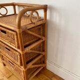 Bamboo and rattan bedside table