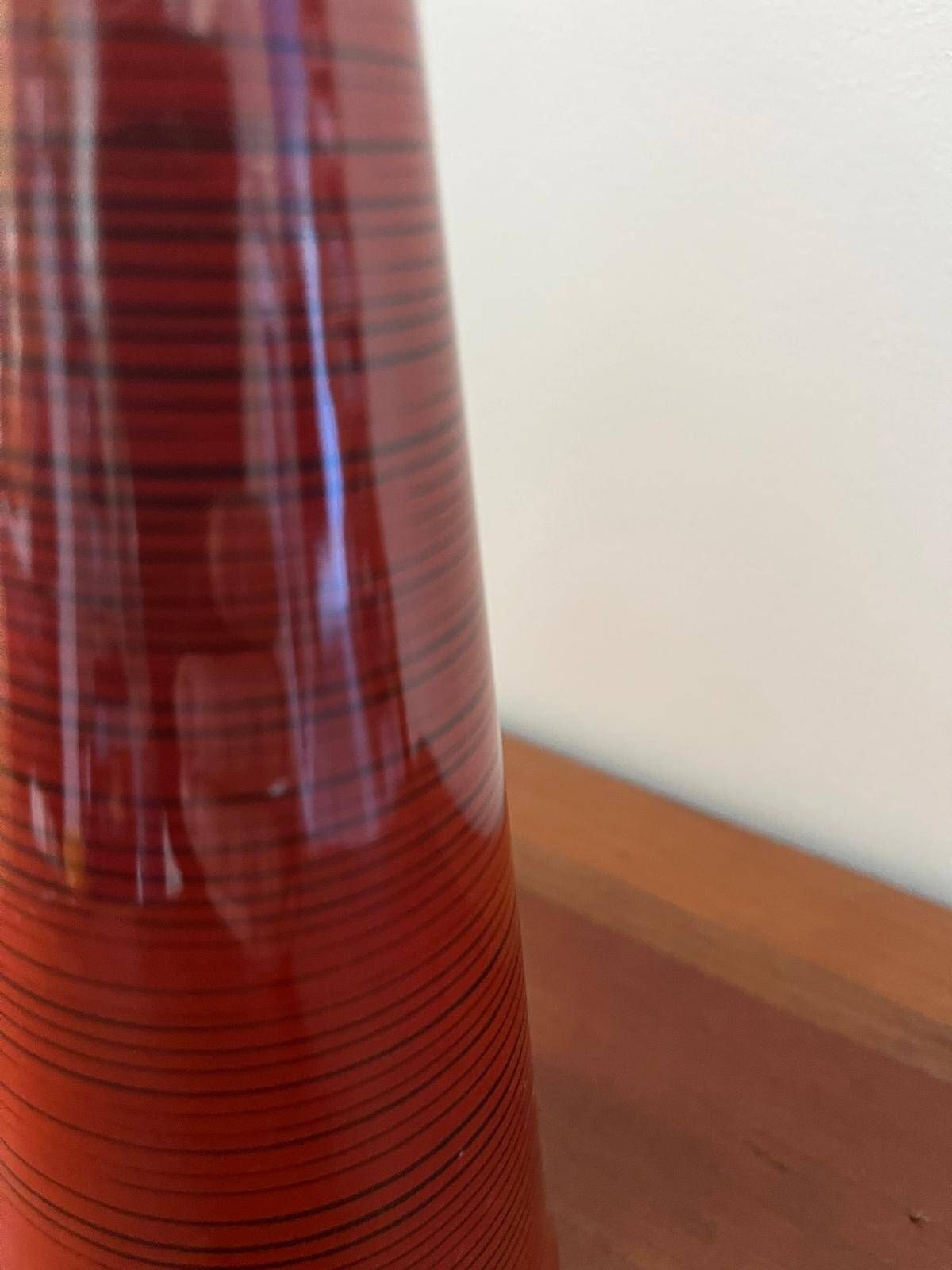 Vintage striped red vase (1950-1970) by the Metzler & Ortloff factory.