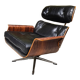 Fauteuil lounge cuir noir 1970 vintage