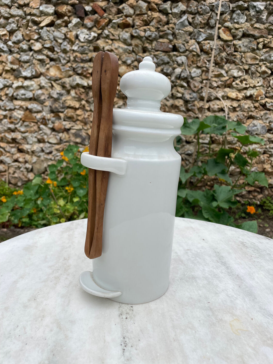 Pot à cornichons vintage porcelaine blanche