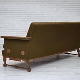 1970s, Danish 3-seater sofa, furniture wool, solid oak wood.