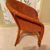 Vintage "Tonneau" Wicker Armchair - 1970s