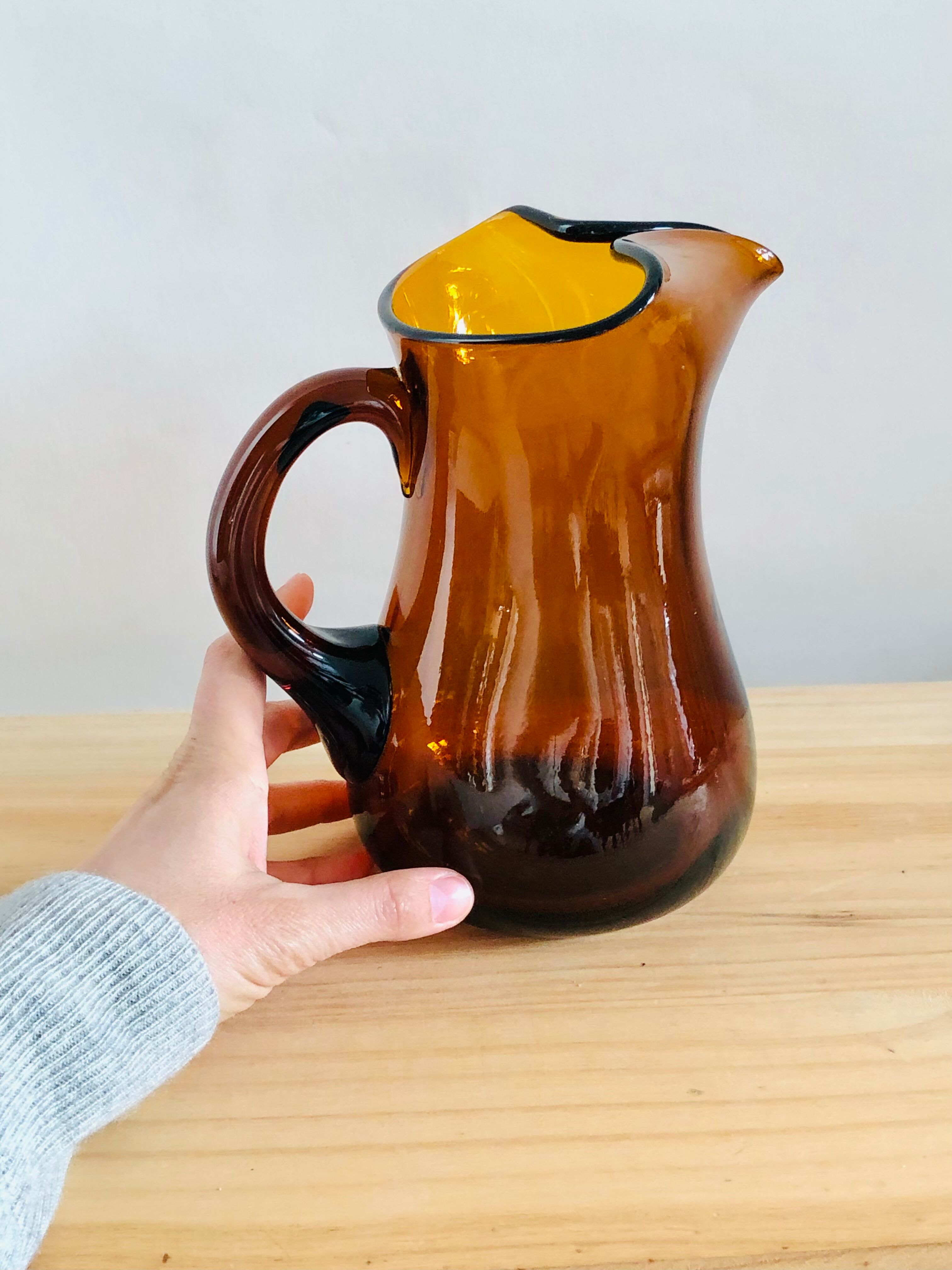 Vintage amber blown glass decanter