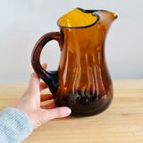 Vintage amber blown glass decanter