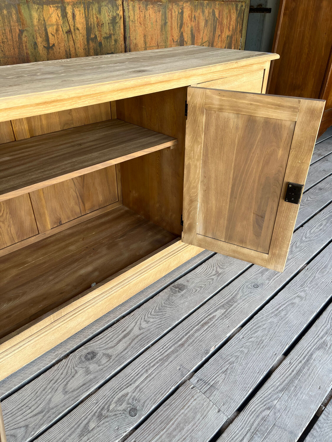Raw wood sideboard