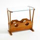 Beautiful mid-century modern side table with magazine rack, made of ash woo
