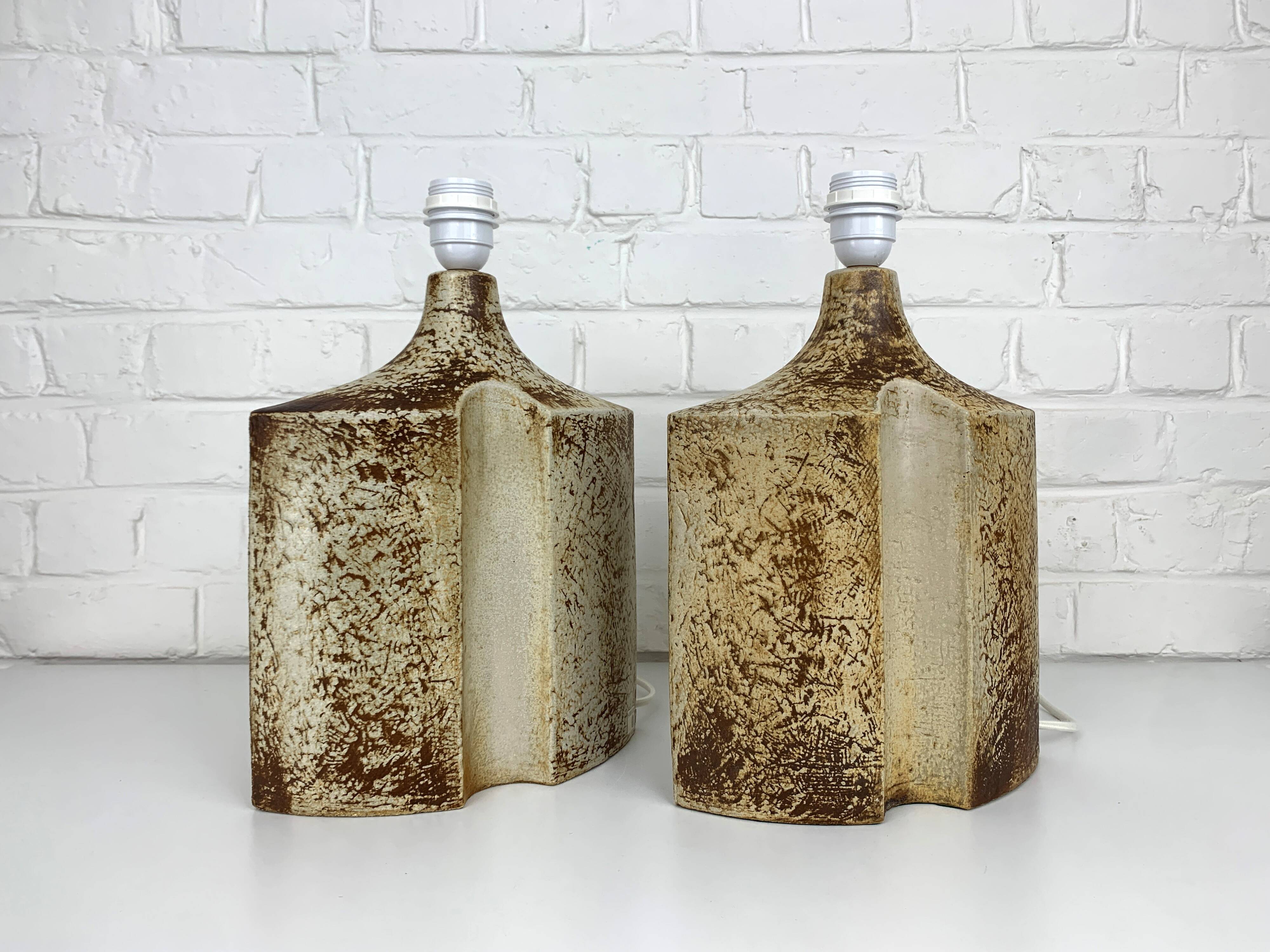 Pair of Haico Nitzsche ceramic table lamps for Soholm, Denmark