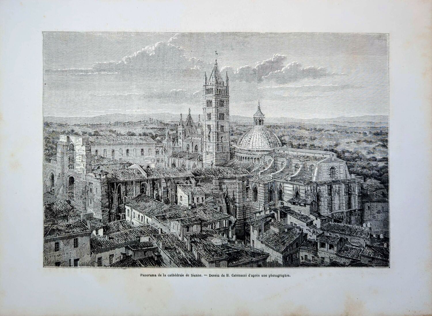 The Cathedral of Siena, Italy. Printed illustration from 1866.