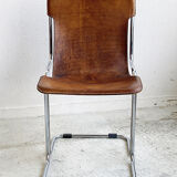 Chair 1960 leather and vintage metal