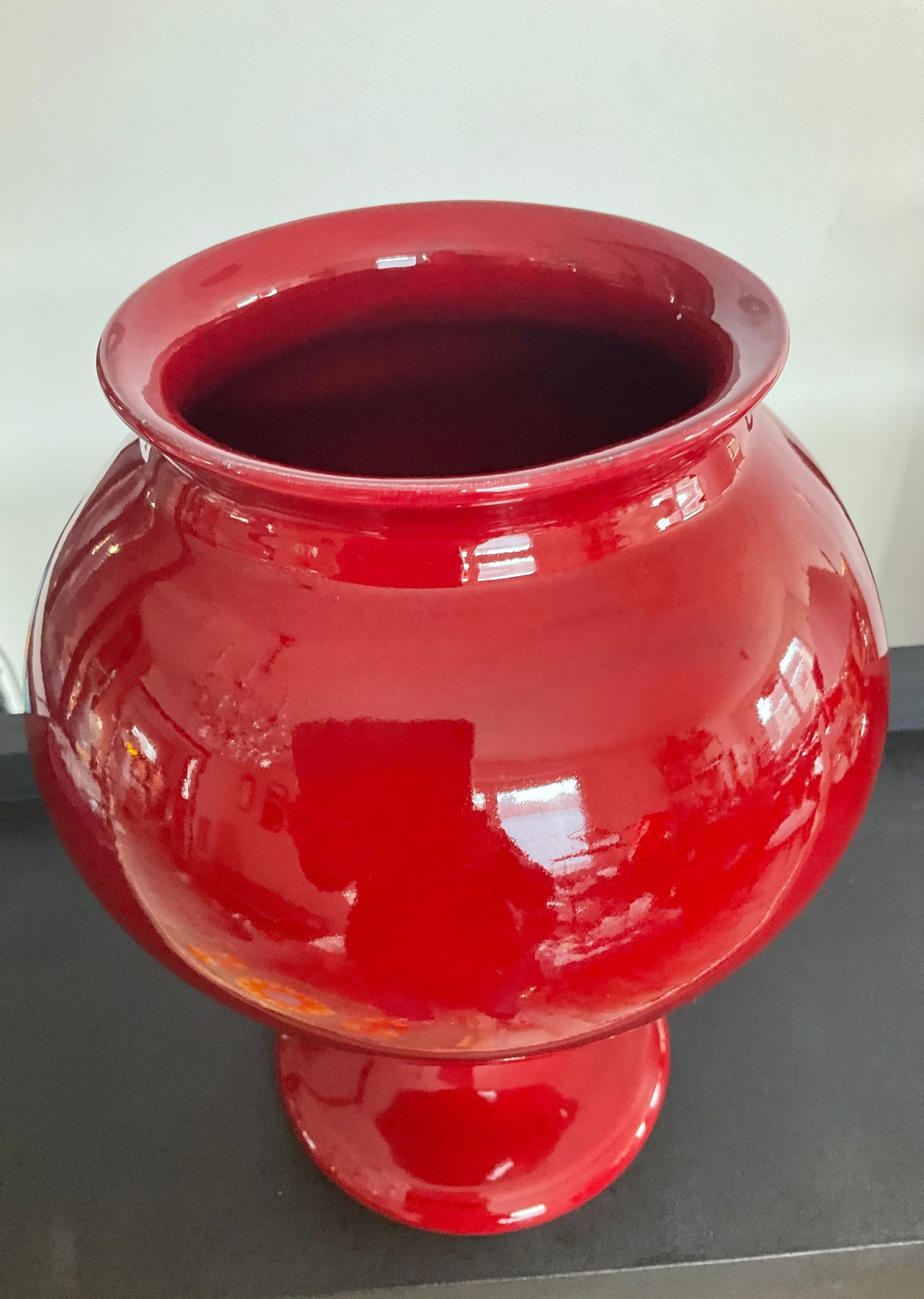 Vintage standing vase in glazed ceramic 70s