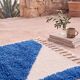 Authentic traditional white and blue Berber rug 2/3 m