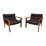 Pair of vintage pine armchairs 1970 1980 design look
