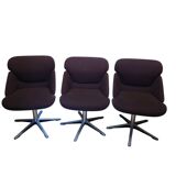 trois fauteuil Wilkhann pivotants tissue + coque signé 1970