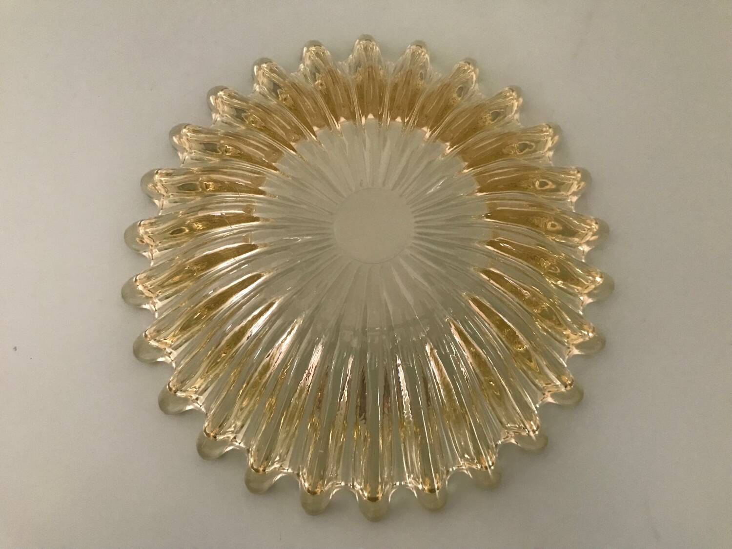 Antique yellow glass salad bowl