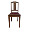 Art deco wooden chair with burgundy velvet seat