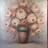 Oil on canvas, Bouquet of peonies, signed Robin