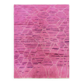 Handknotted Moroccan Design Pink Tulu Rug. 100% Wool. Modern Turkish Carpet