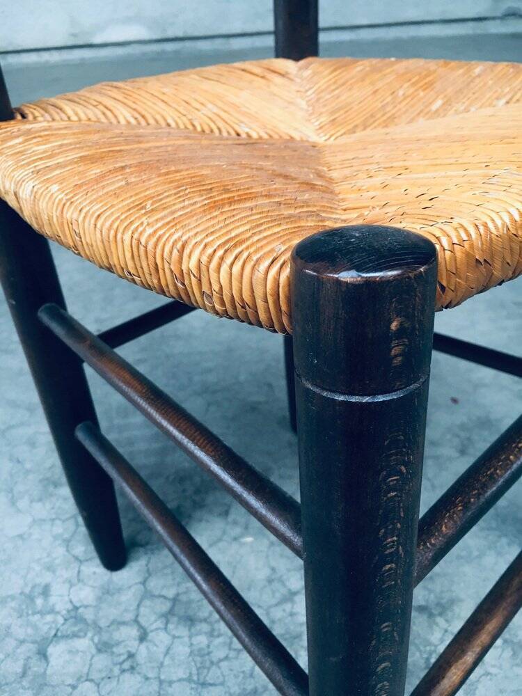 French Provincial Design Rush Dining Chairs, 1940s, Set of 8