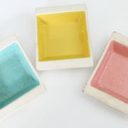 Set of three German ceramic catchalls from the 1950s.