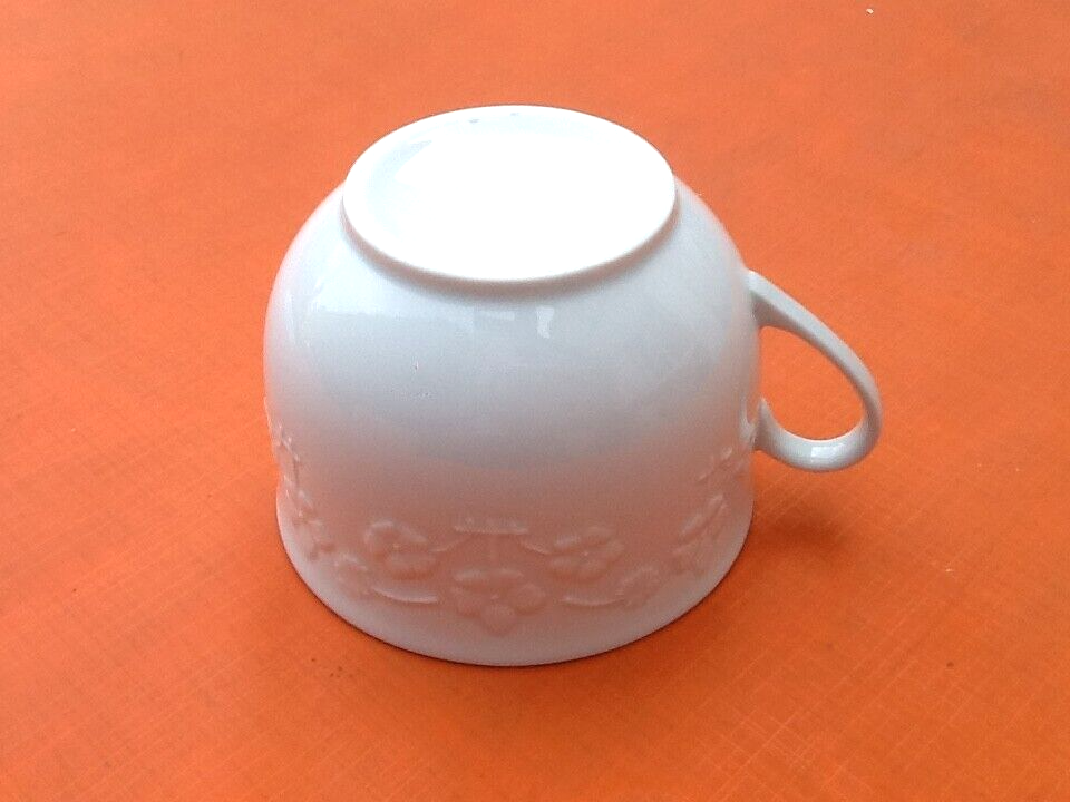 Cup and saucer for breakfast white porcelain limoges france floral decoration