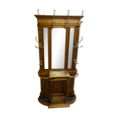 Porte manteau en noyer et patères en laiton